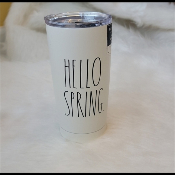 Rae Dunn Other - RAE DUNN NeW "Hello Spring" Ivory Black Cottage‎ Rustic Insulated Travel Tumbler